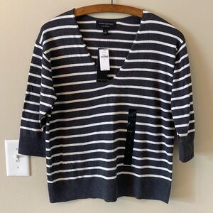 Banana Republic Forever Sweater in Charcoal/White Stripe Women's Small NWT